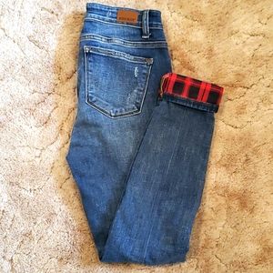 Buffalo Plaid Distressed Jeans